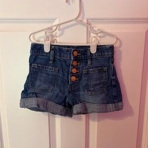 Crewcuts Dark Blue Denim Button-Front Shorts girls size 7